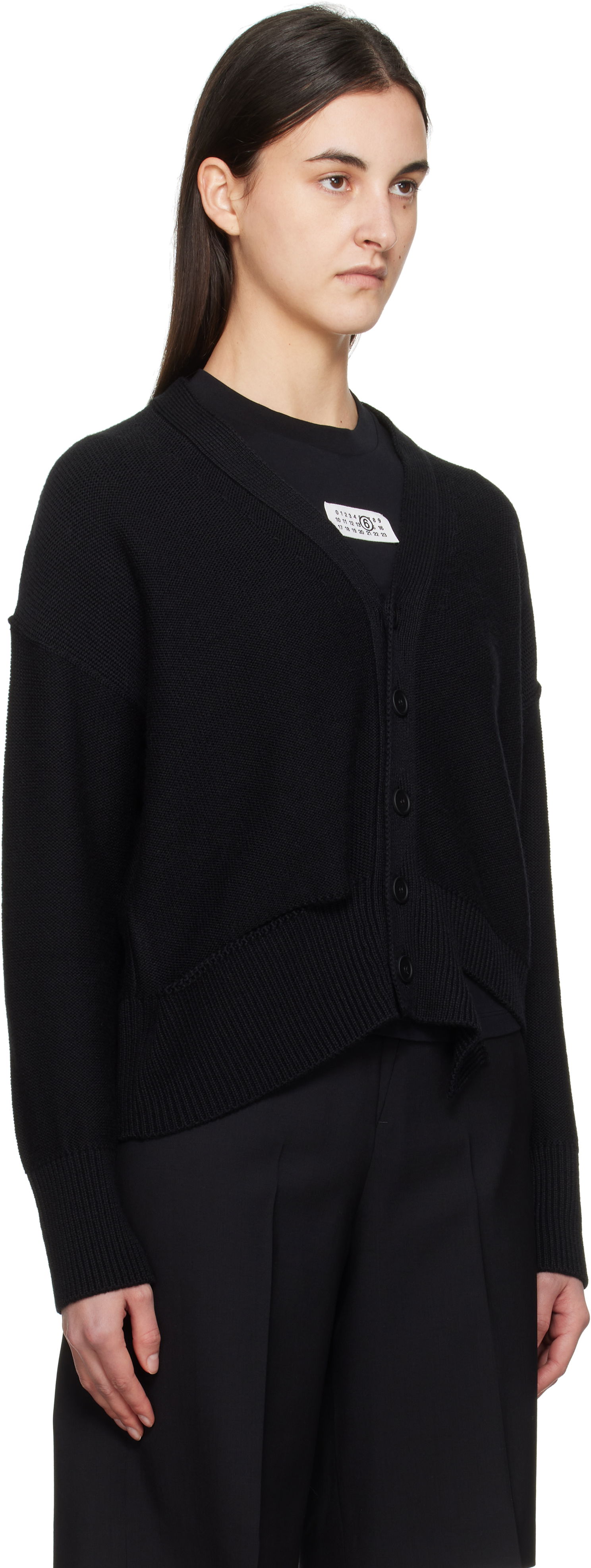 Sweater Maison Margiela MM6 Maison Margiela Boxy Ripped Cardigan Sort | S52HP0026 M13044, 1