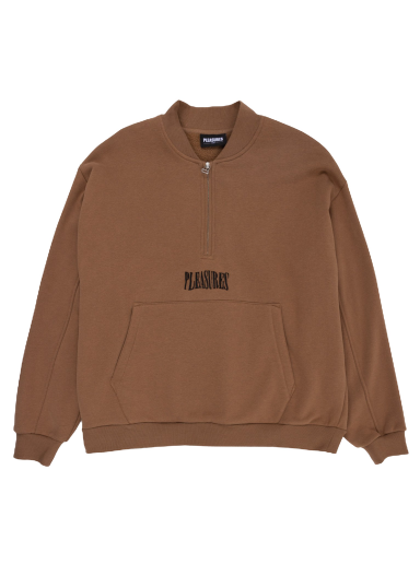 Sweatshirt Pleasures Karat Quarter Fleece Zip Hoodie Leather - Pánske - Mikina - Hnedé - P23SP020-LEATHER Brun | P23SP020-LEATHER