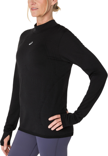 T-shirts og tank tops Asics Road Winter Seamless Long Sleeve Mock Neck Top with Thumbholes Sort | 2012d277-001, 2