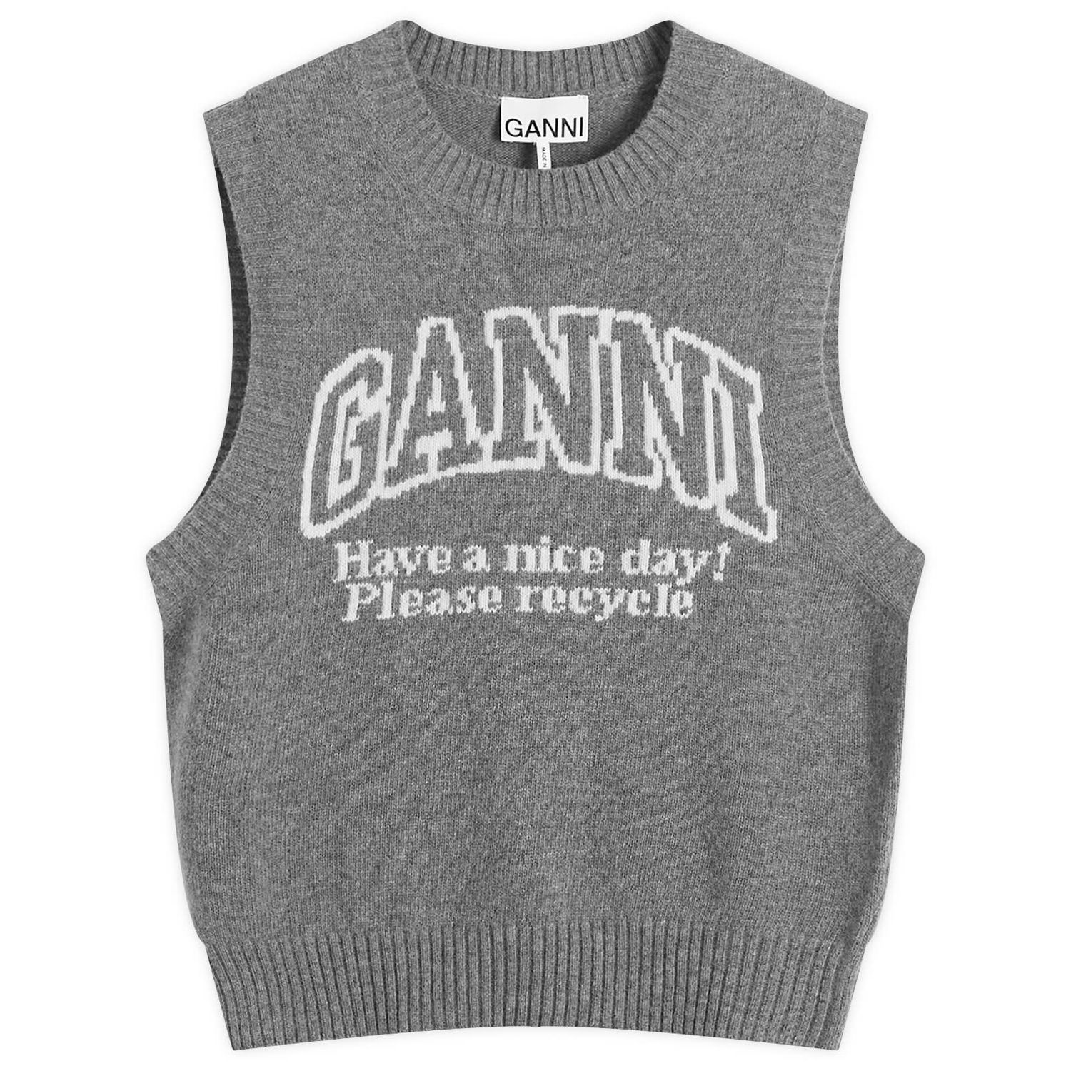 Sweater GANNI Wool Vest Frost Gray Grå | K2308-523, 0