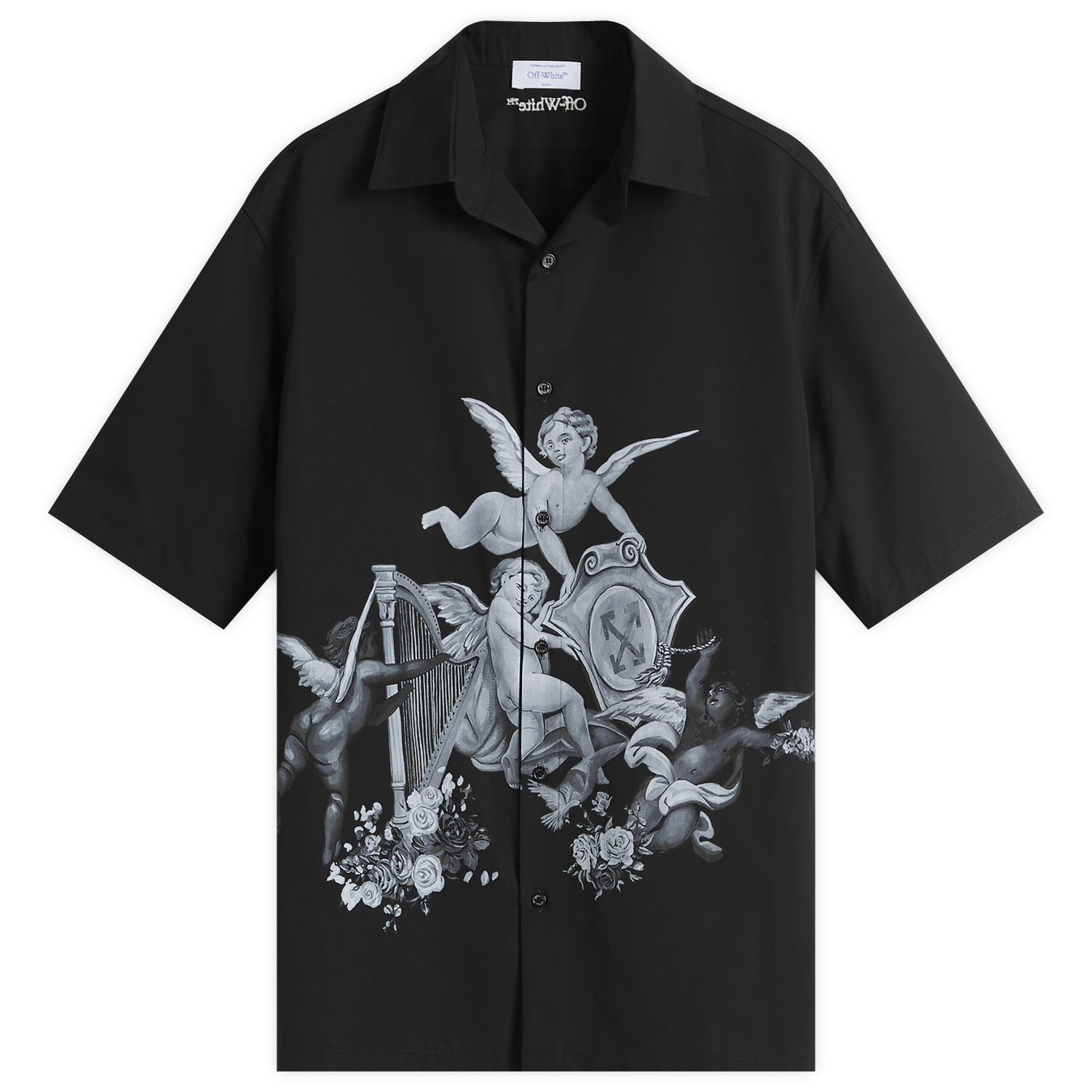 Skjorte Off-White Off-White Putti Poplin Bowling Shirt Sort | OMGG013S25FAB0031001, 0