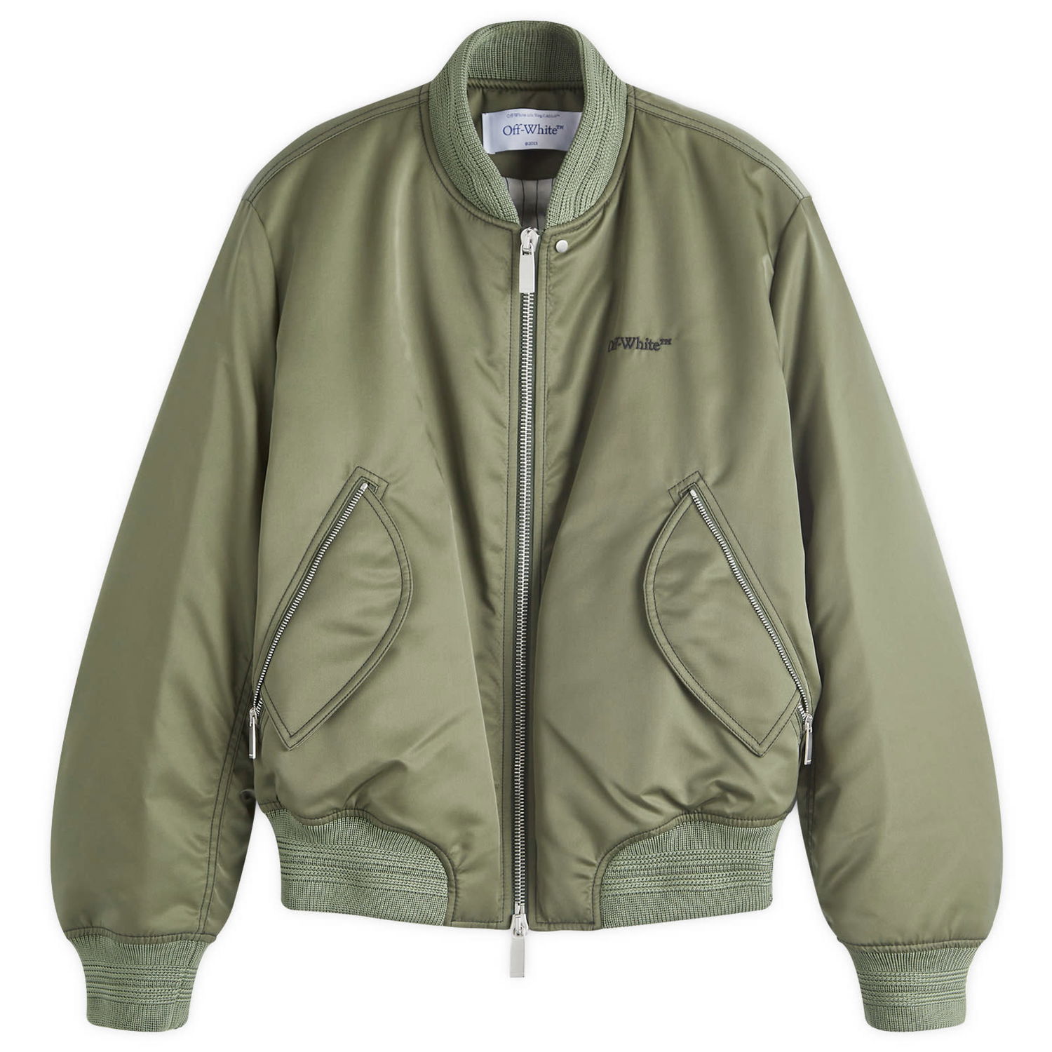 Bomberjakke Off-White Contrast Stitch Nylon Bomber Jacket Grøn | OMEH057F24FAB0015810, 0