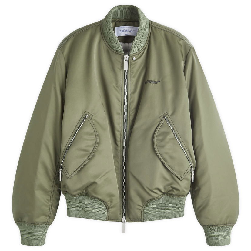 Bomberjakke Off-White Contrast Stitch Nylon Bomber Jacket Grøn | OMEH057F24FAB0015810