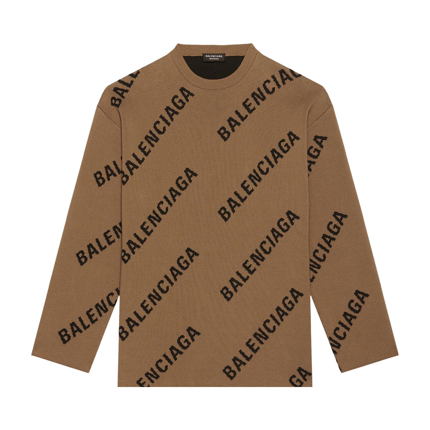 Sweater Balenciaga Allover Logo Crewneck Brun | 657401 T3200 2900, 1