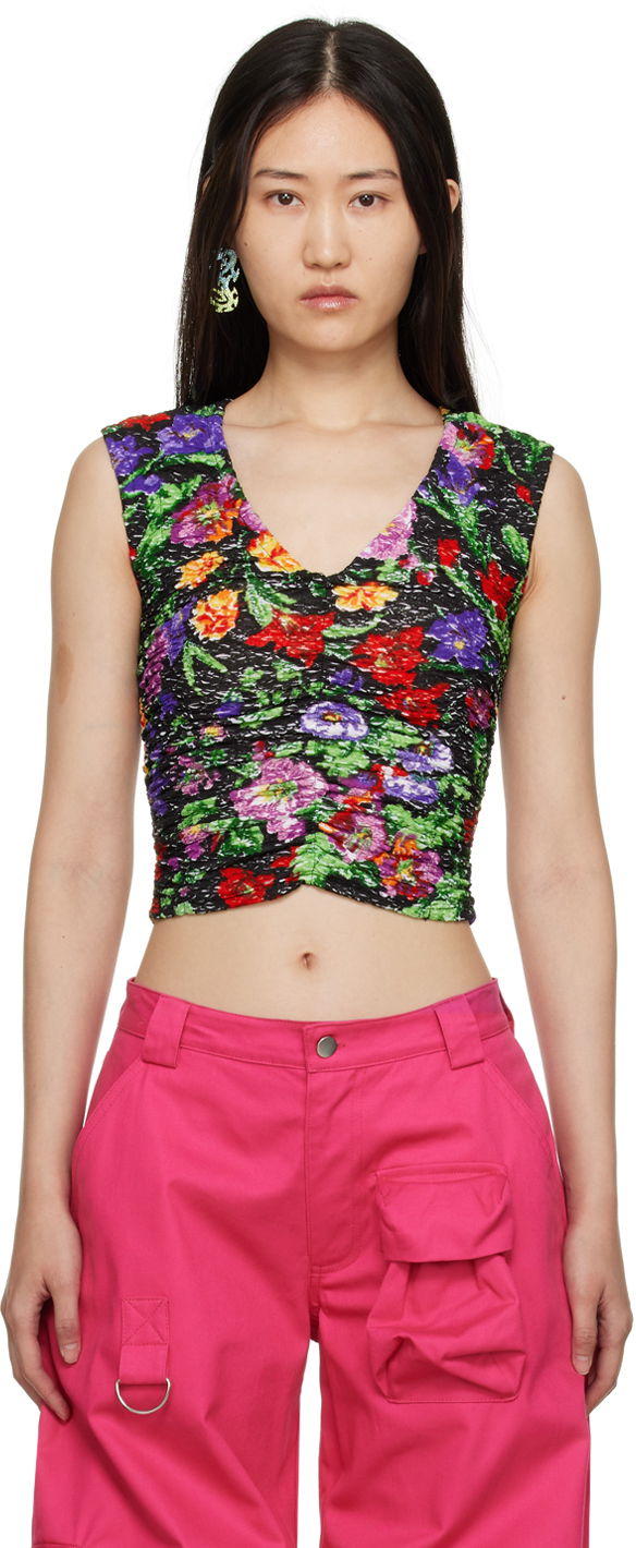 Crop top Collina Strada Collina Strada Maisie Floral Ruched Tank Top Flerfarvet | XX3234 DEADSTOCK JERSEY