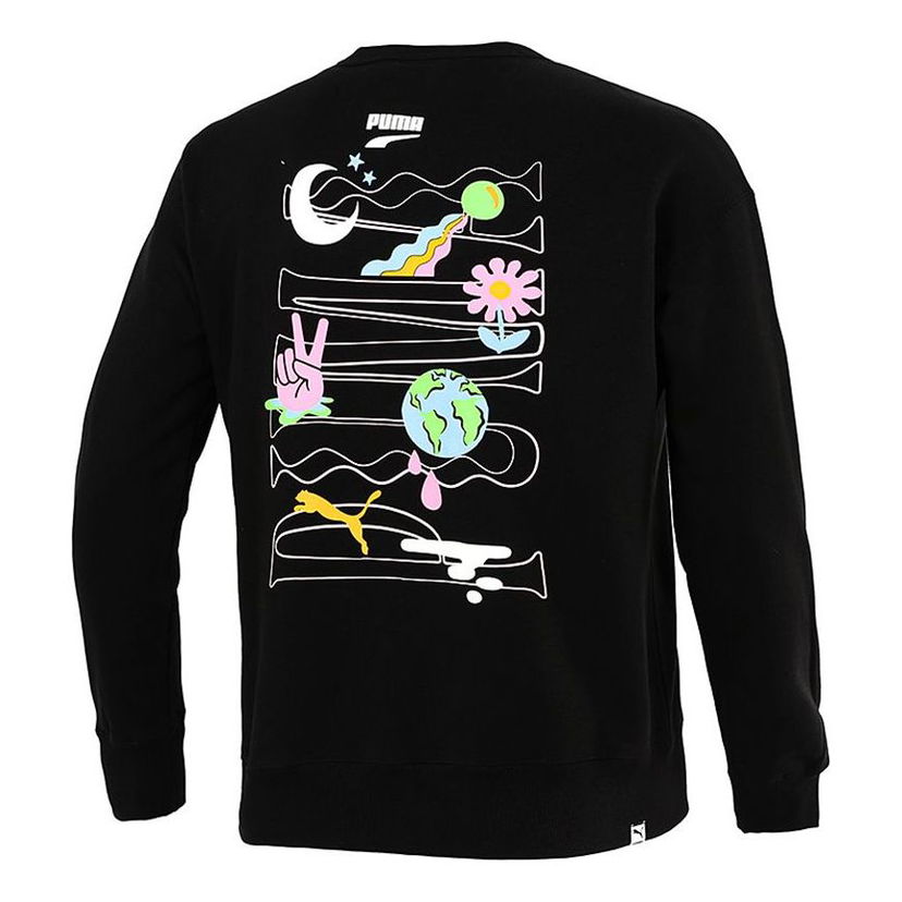 Sweater Puma Back Large Printing Training Pullover Sort | 533037-01