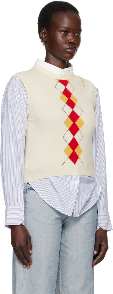 Sweater Marni Marni Argyle Knit Vest Hvid | GCMD0591Q0 UFH546, 1