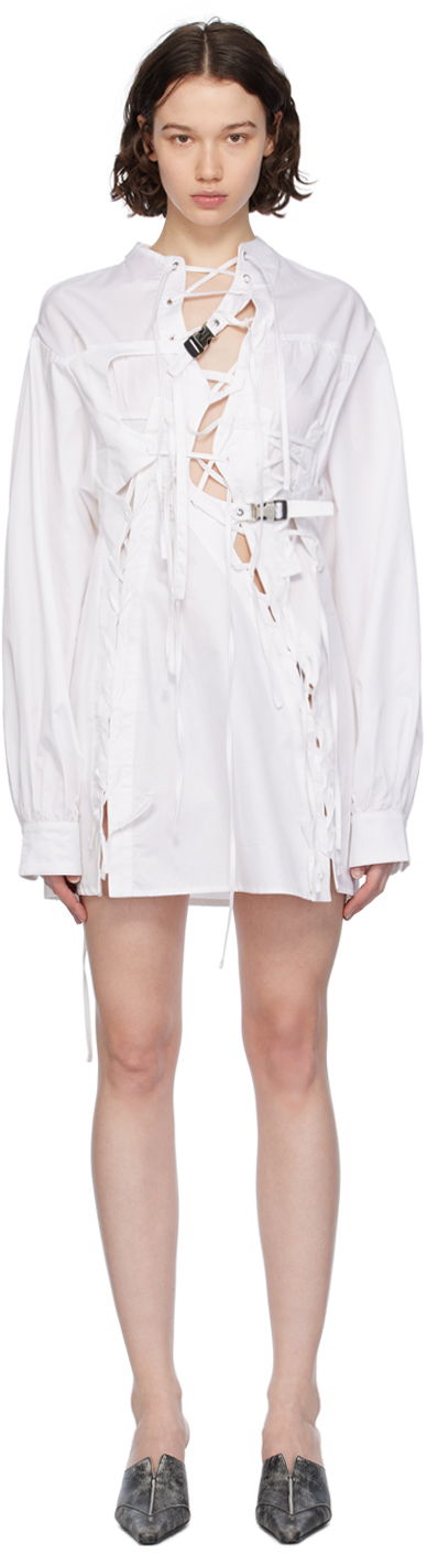 Kjole Ottolinger Ottolinger Lace-Up Mini Dress Hvid | 1100301