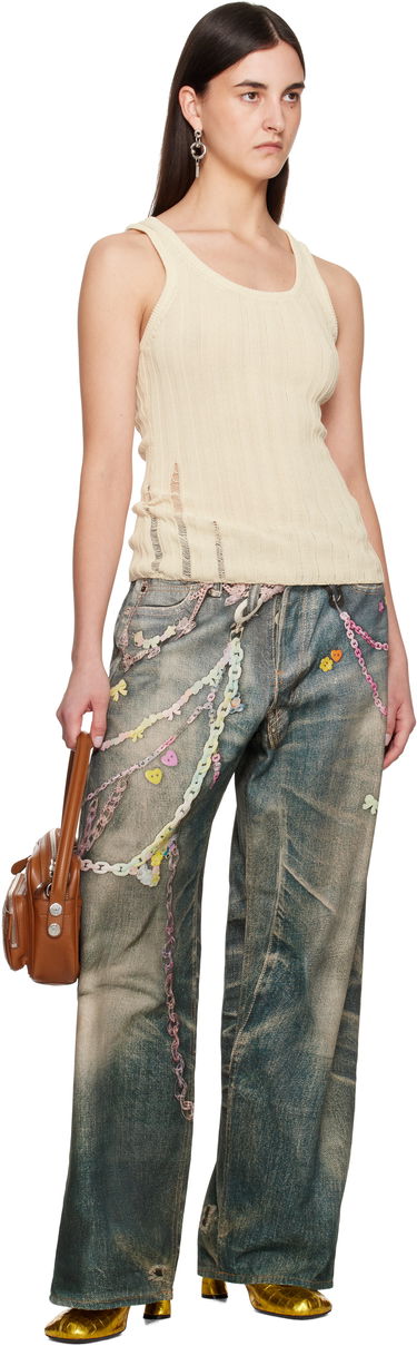 Tanktop Acne Studios Acne Studios Open Cotton Tank Top Beige | A60565-, 3