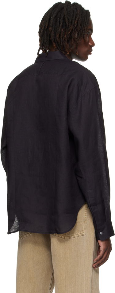 Skjorte Studio Nicholson Studio Nicholson Rafe Linen Shirt Sort | RAFE SNM - 1402, 2