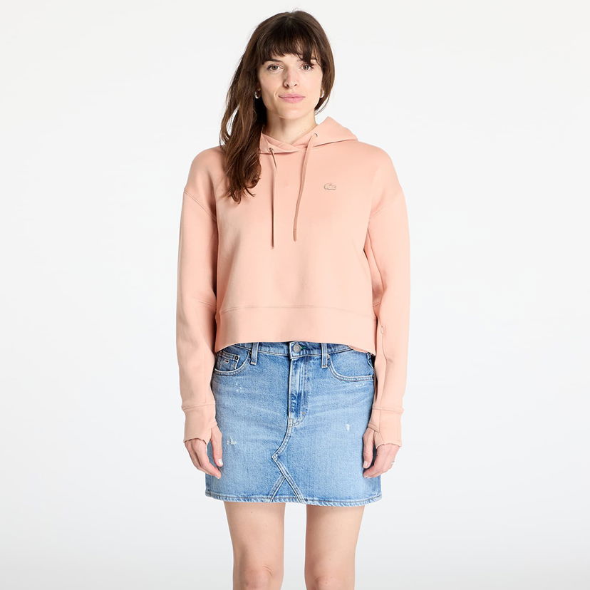 Sweatshirt Lacoste LACOSTE Double Face Cropped Hoodie Lyserød | SF0281 ZIH