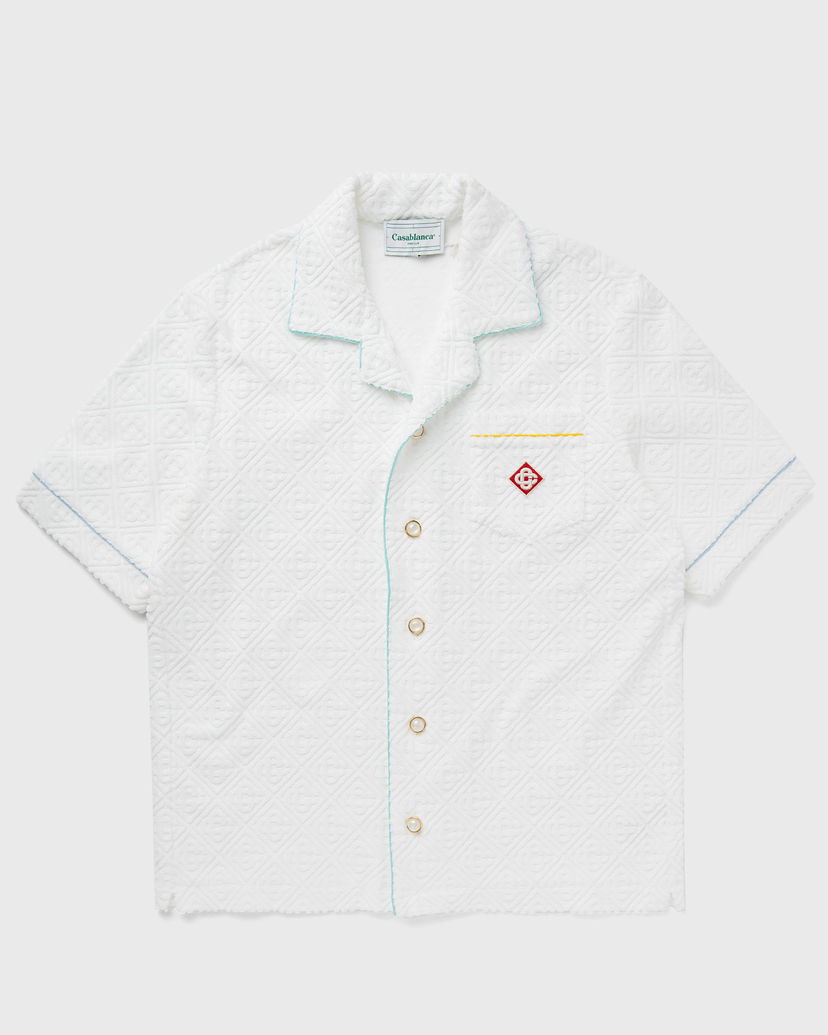 Skjorte Casablanca MENS MONOGRAM TOWELLING OPEN COLLAR SHIRT Hvid | MPF24-SH-085-01