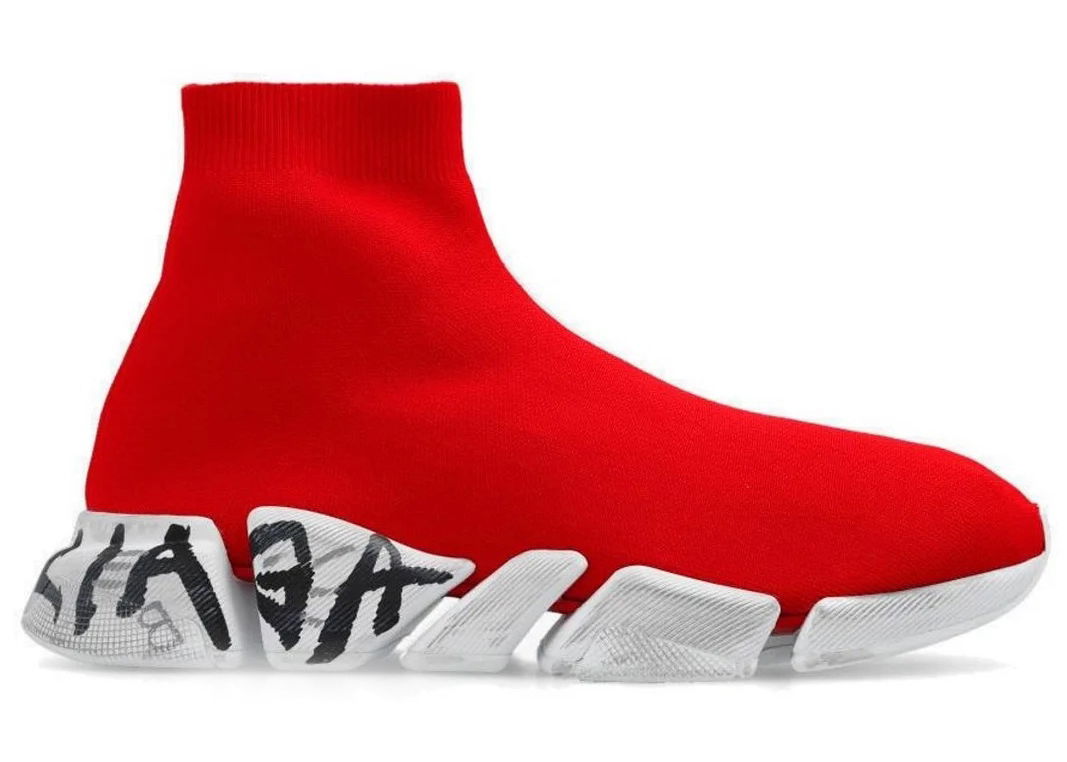 Sneakers og sko Balenciaga Speed 2.0 "Graffiti Red White" Rød | 617239W2DD46091, 0