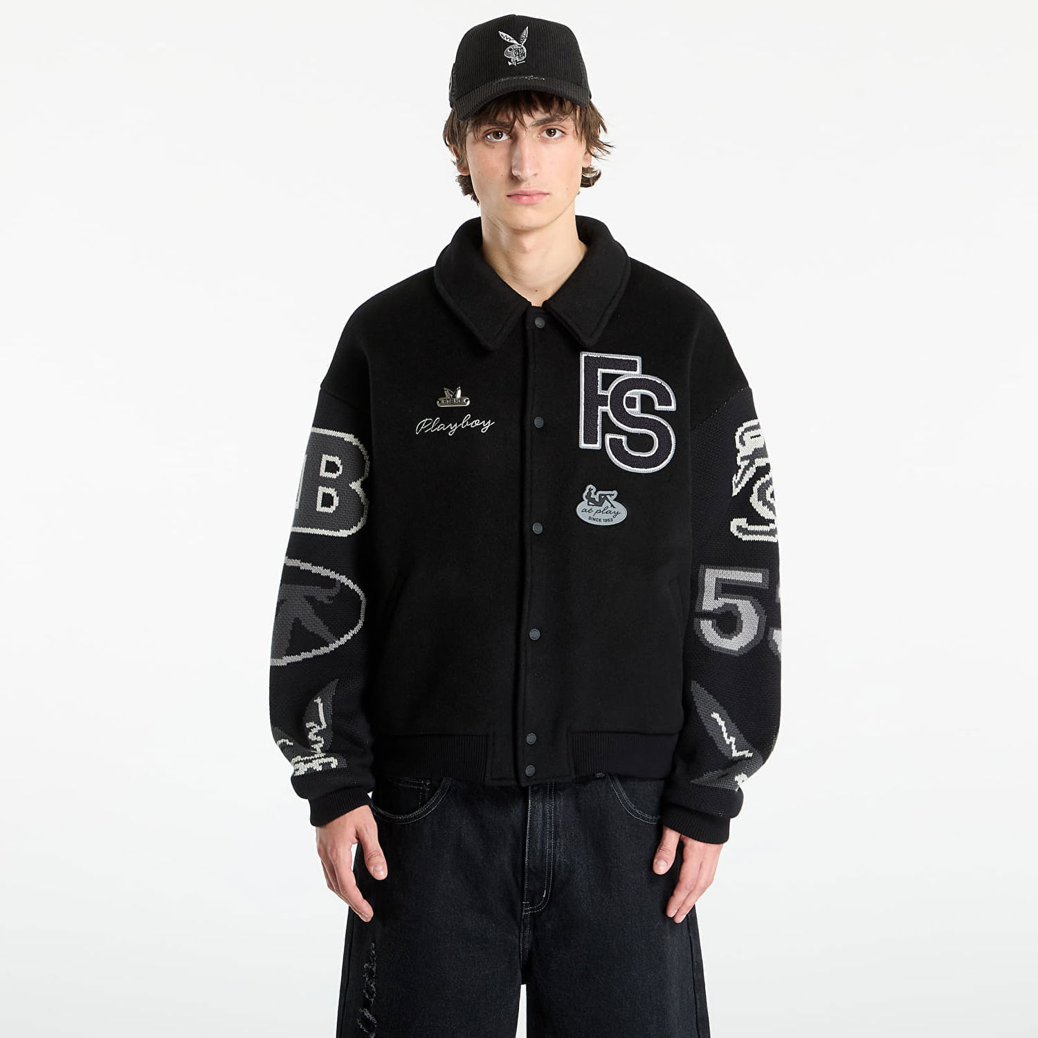 Bomberjakke Footshop Playboy x FTSHP Varsity Jacket UNISEX Black C Sort | FTSHP_504, 0