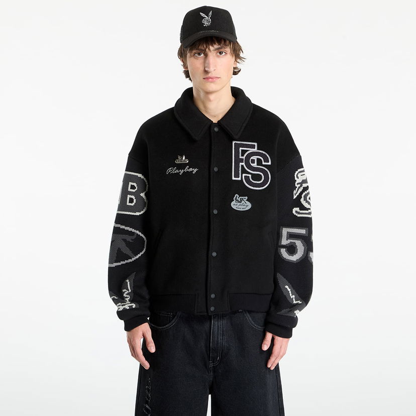 Bomberjakke Footshop Playboy x FTSHP Varsity Jacket UNISEX Black C Sort | FTSHP_504