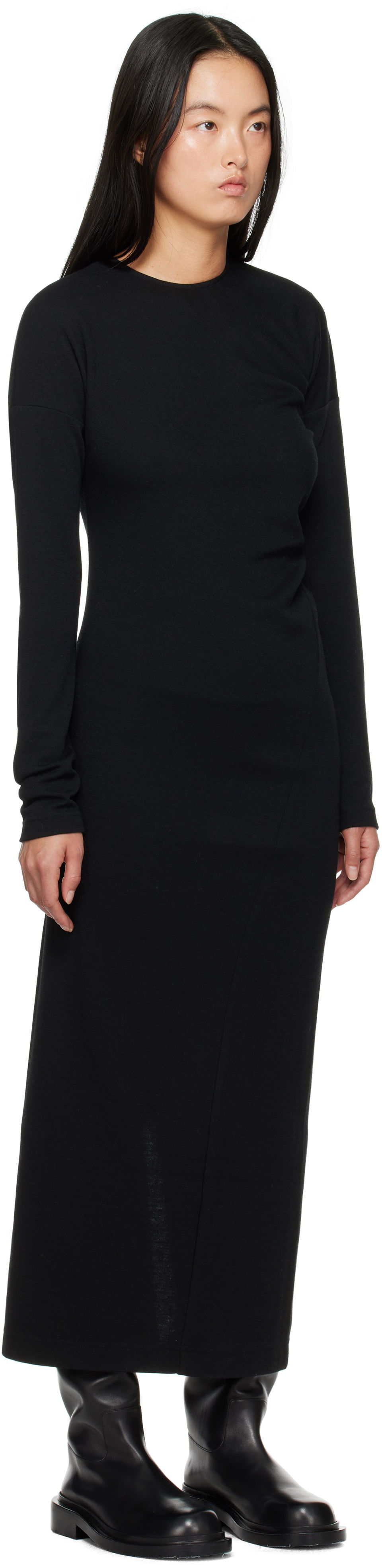 Kjole TOTEME TOTEME Women's Twisted Jersey Midi Dress Sort | 244-WRD824-FB0294, 1