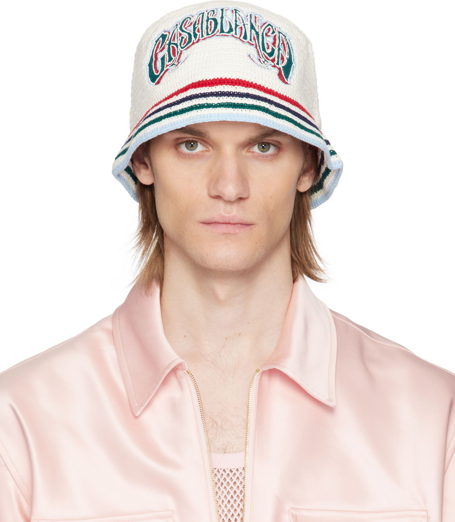Hat Casablanca Casablanca Gothic Crochet Bucket Hat Hvid | AS25-HAT-078-01, 0
