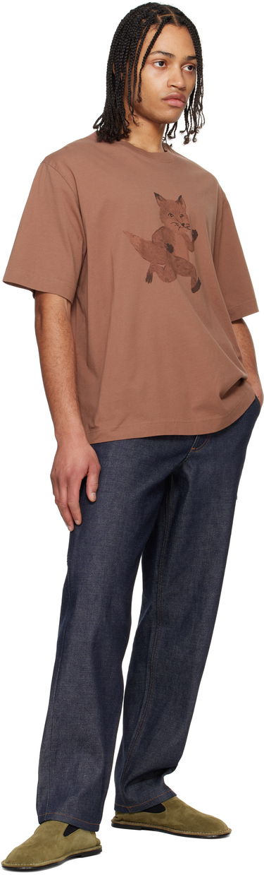 T-shirt MAISON KITSUNÉ Maison Kitsuné Speedy Fox Print Oversize T-Shirt Brun | OM00109KJ0008, 3