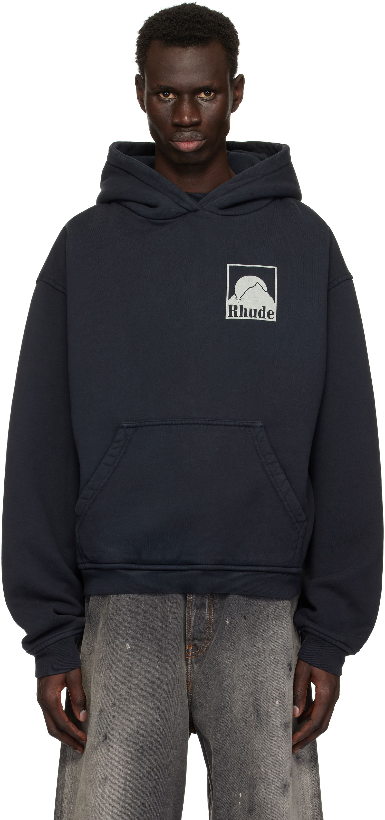 Sweatshirt Rhude Rhude Moonlight Badge Hoodie Mørkeblå | RHPS25HO05012, 0