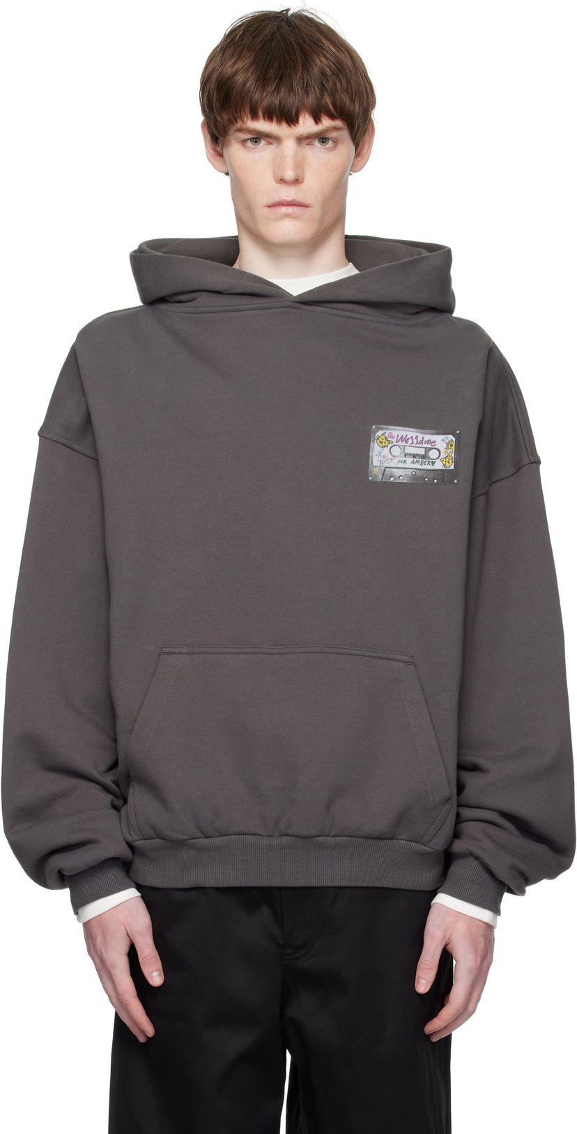 Sweatshirt We11done We11done Cassette Tape Print Hoodie Grå | WD-TH2-25-834-U-CH