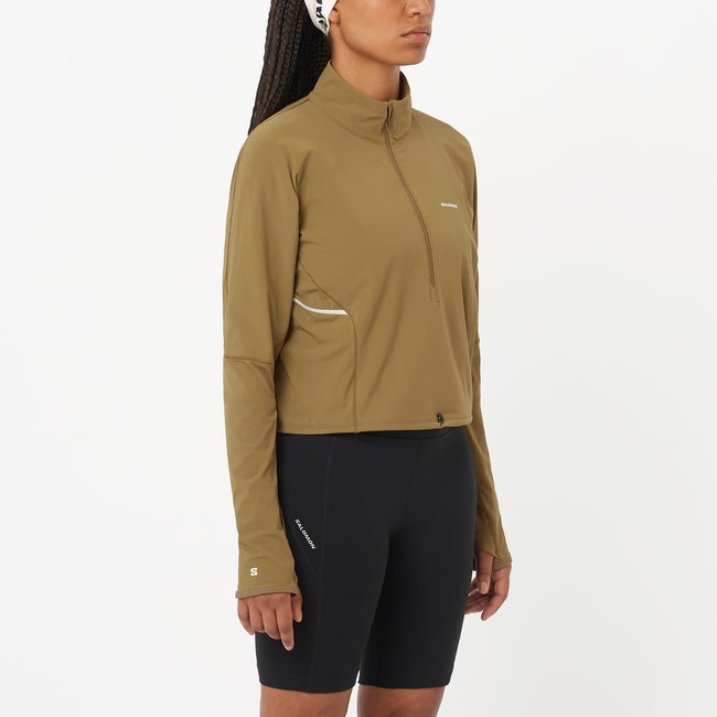 Crop top Salomon Sense Aero Hybrid Cropped Top Grøn | LC2641500