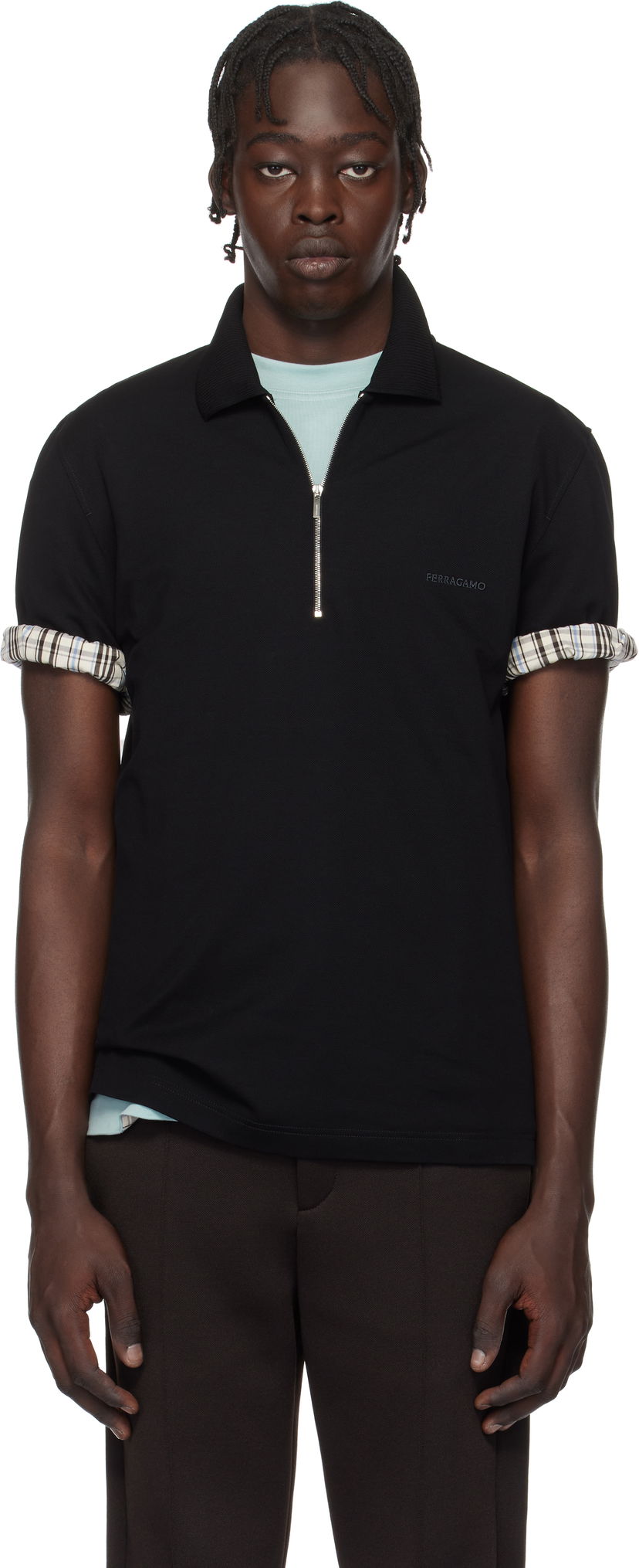 Polo skjorte FERRAGAMO Ferragamo Zip Collar Polo Sort | 772040