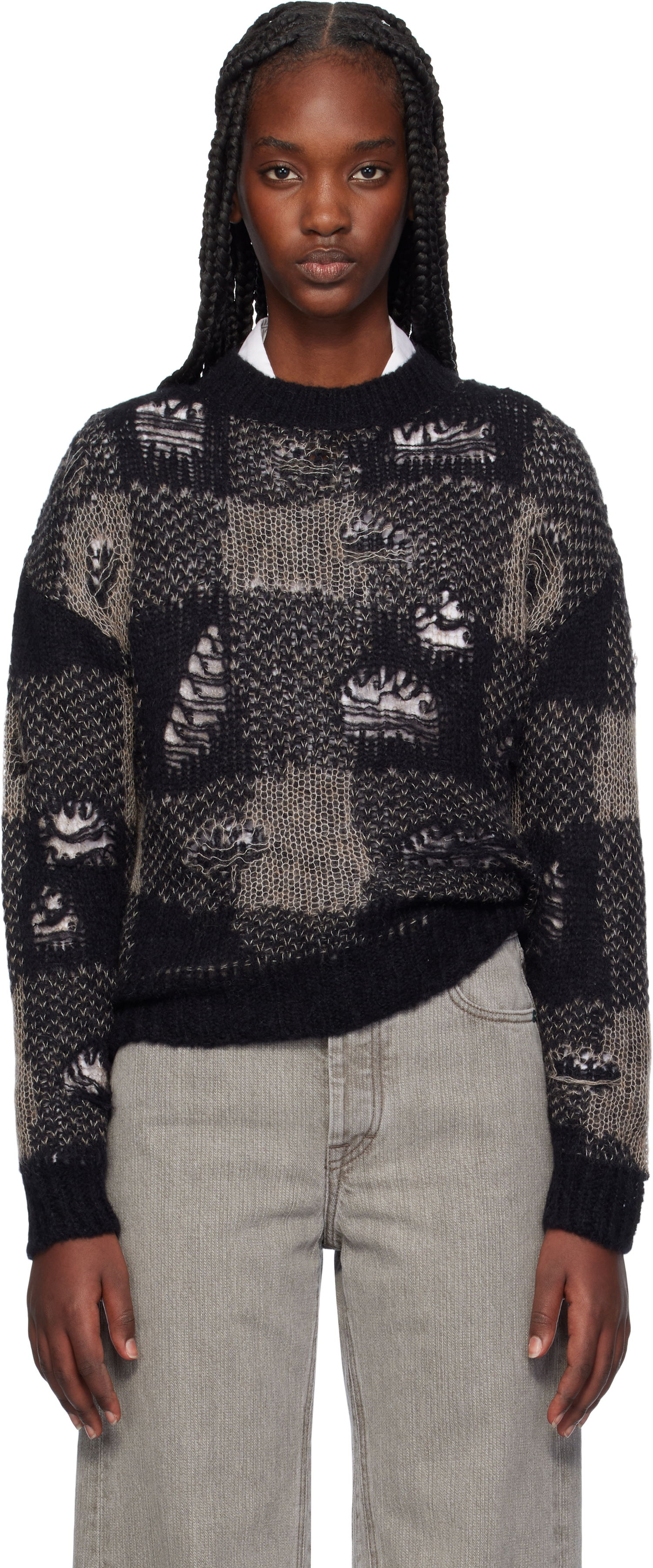 Sweater OUR LEGACY Sonar Distressed Roundneck Sweater Sort | W4243SBD, 0