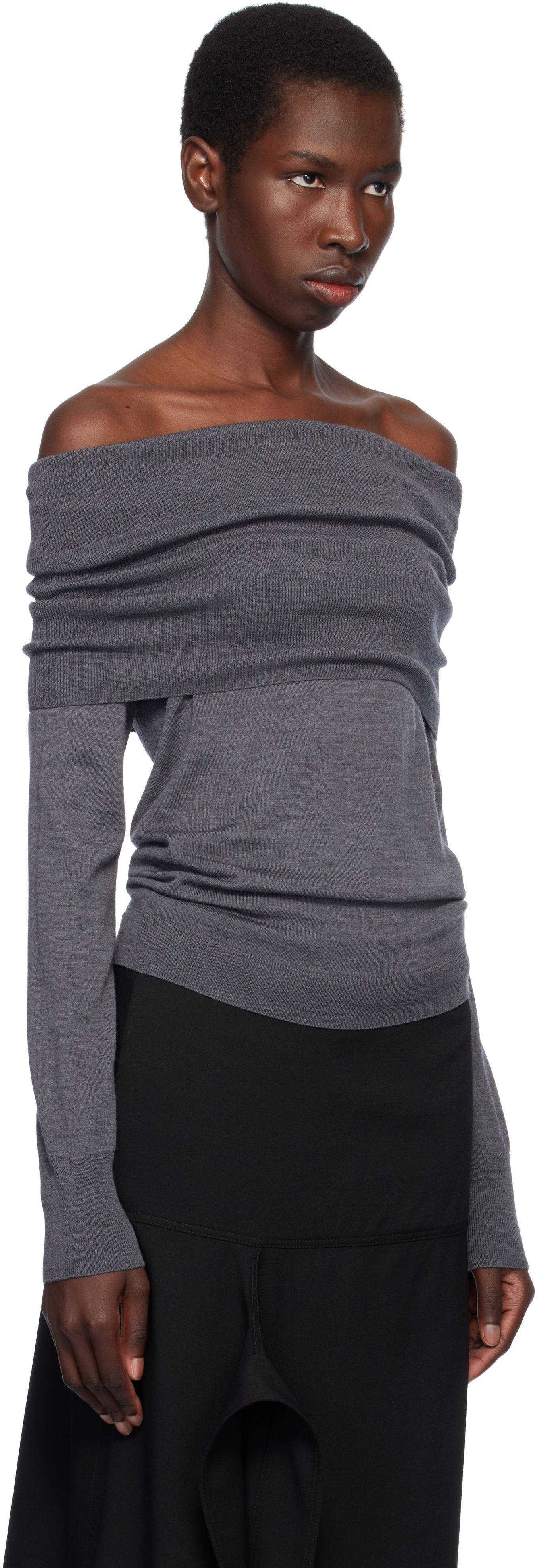 Sweater Stella McCartney Stella McCartney Off-The-Shoulder Light Wool Sweater Grå | 6K10403S2598, 1