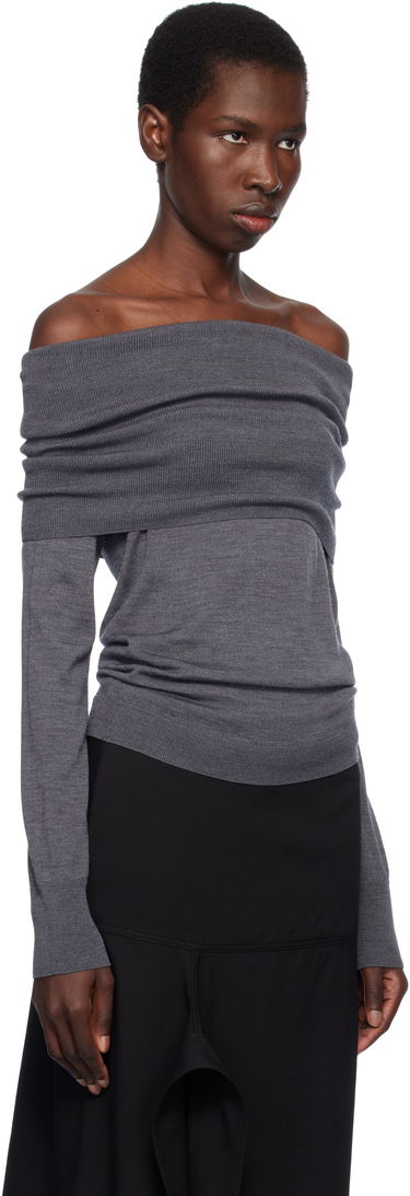 Sweater Stella McCartney Stella McCartney Off-The-Shoulder Light Wool Sweater Grå | 6K10403S2598, 1