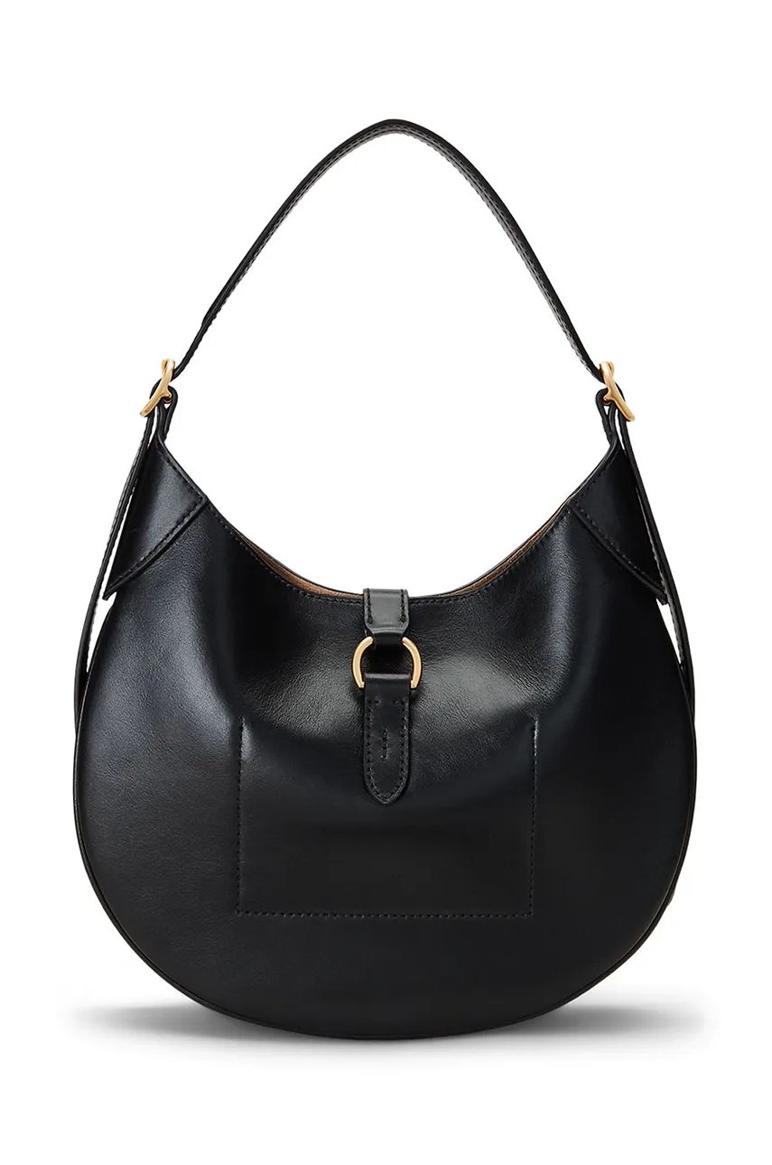 Håndtaske Polo by Ralph Lauren Leather Hobo Bag Sort | 428944017, 1