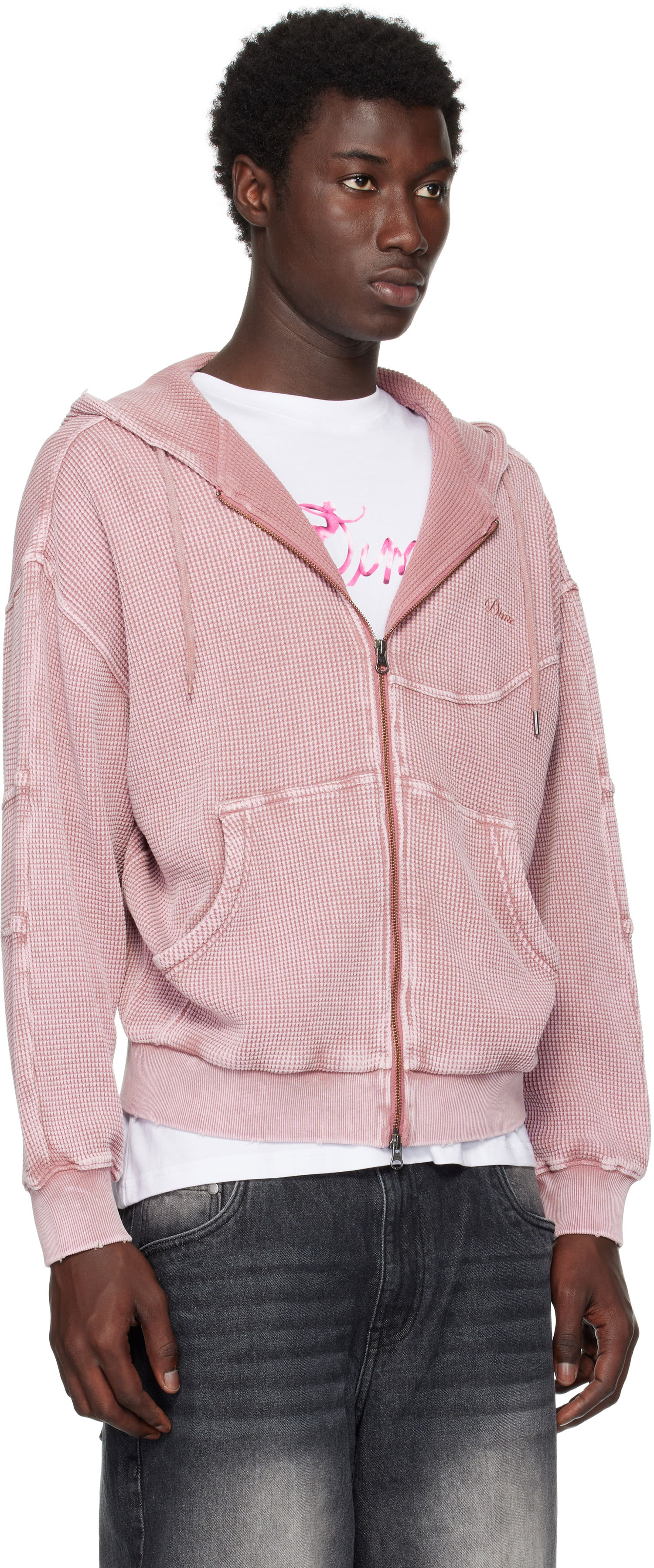 Sweatshirt Dime Dime Premium Waffle Zip Hoodie Lyserød | DIMESU258MAU, 1