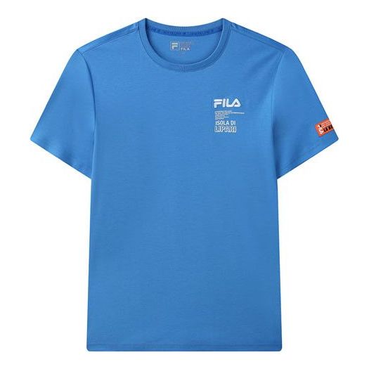 T-shirt FILA Alphabet Print Round Neck Tee Blå | F11M128117F-RB
