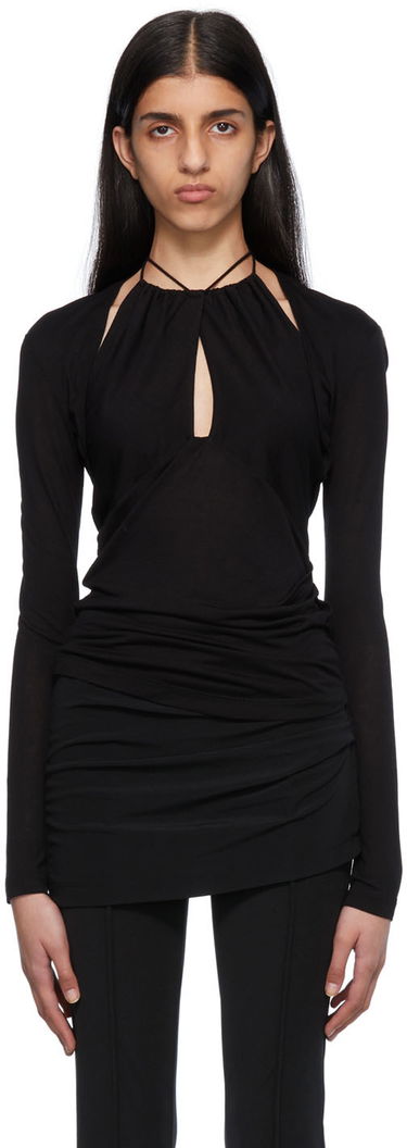 Tanktop Helmut Lang Halter Longsleeve Top Sort | Ls Halter Top, 0