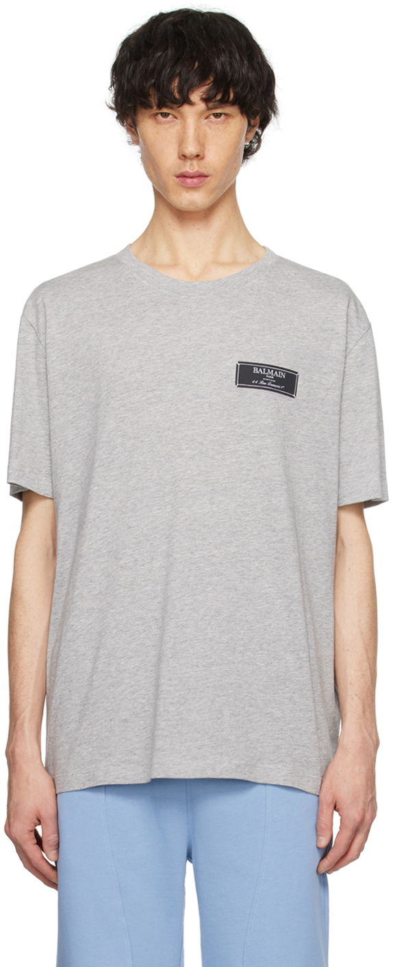 T-shirt Balmain Patch T-Shirt Grå | CH1EG000JH84