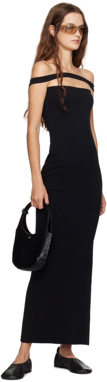 Skuldertaske Courrèges Croc-Stamped Leather Shoulder Bag Sort | 224GSA102CR0060, 3