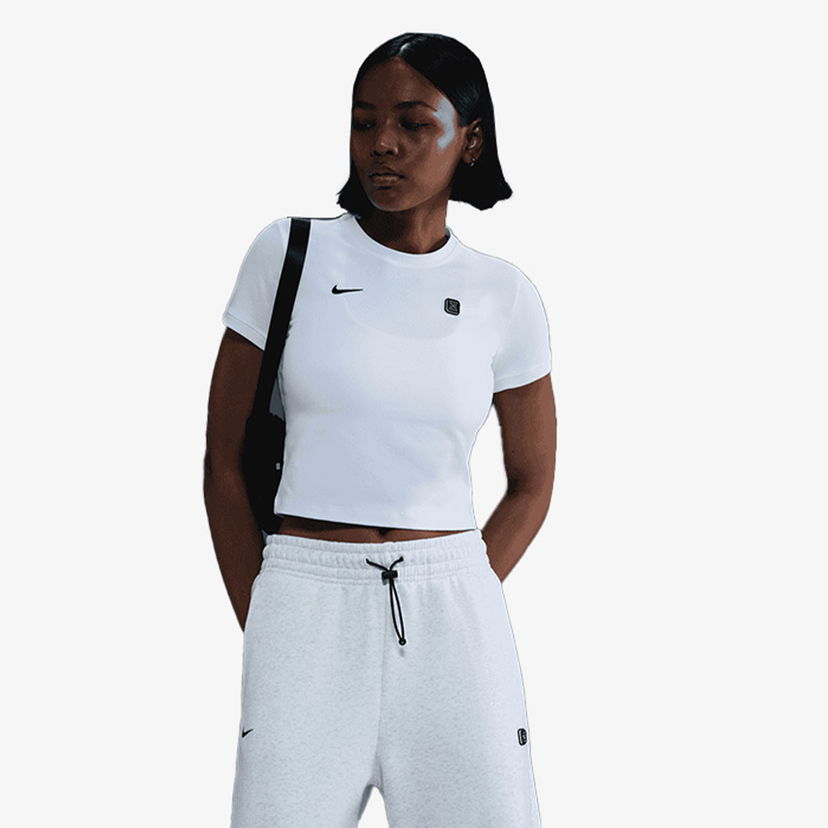 Crop top Nike Fitted Cropped Crewneck T-Shirt Hvid | IO2244-100