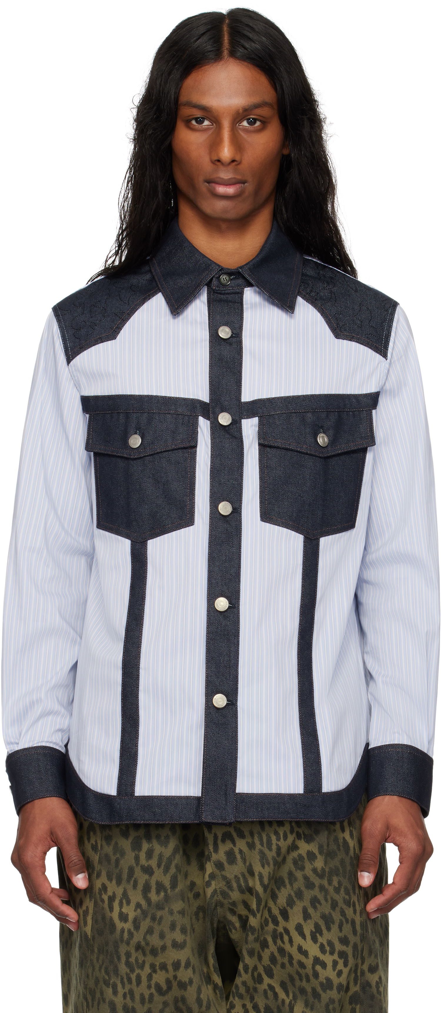 Skjorte Andersson Bell Andersson Bell Denim & Stripe Shirt Blå | atb1274m, 0