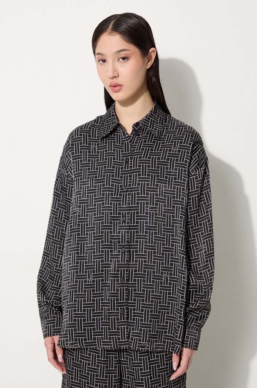 Skjorte KENZO Weave Dropped Shoulders Shirt Sort | FE62CH2479R1.99, 0