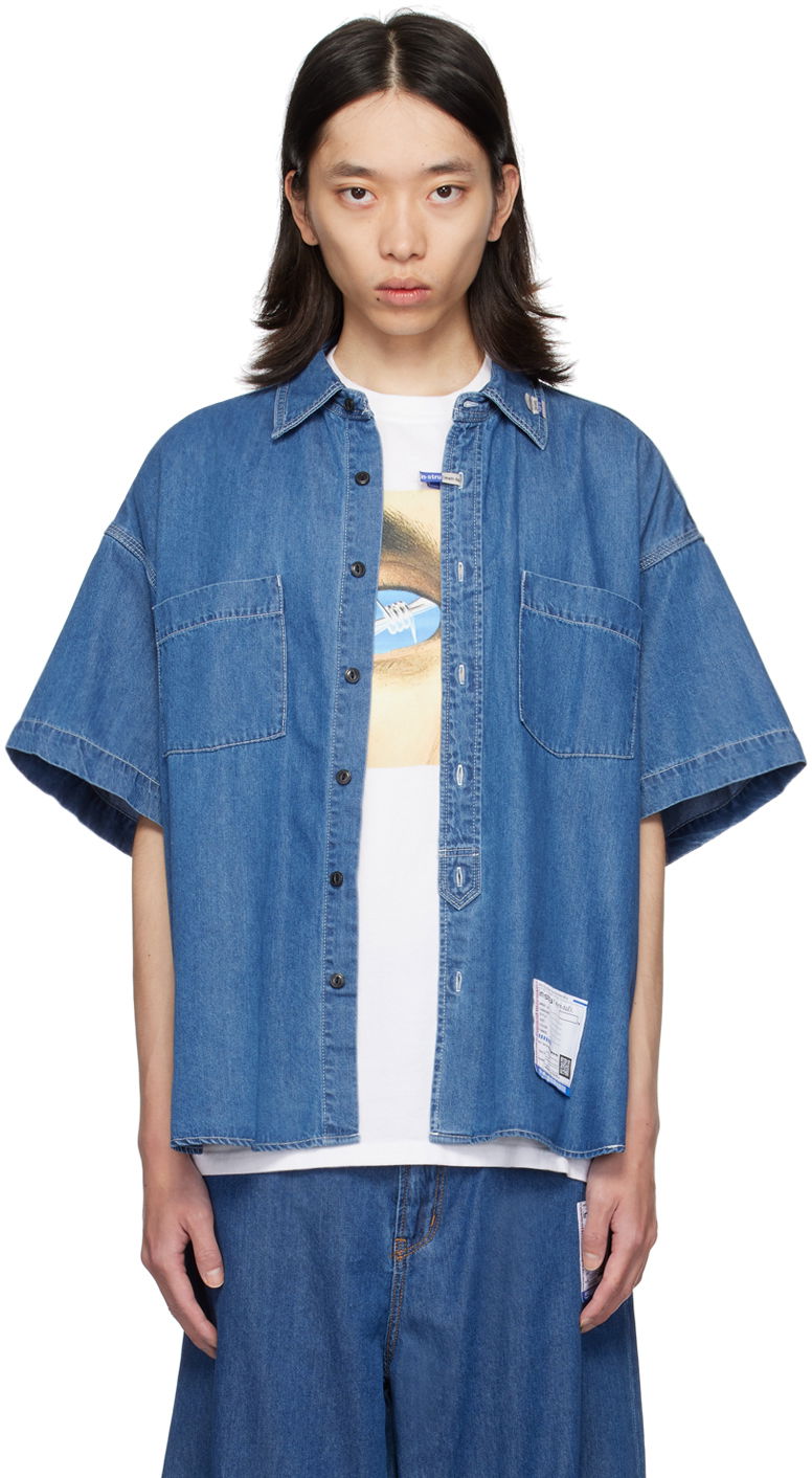 Skjorte Maison MIHARA YASUHIRO Maison MIHARA YASUHIRO Half-Sleeve Denim Shirt Blå | I12SH003