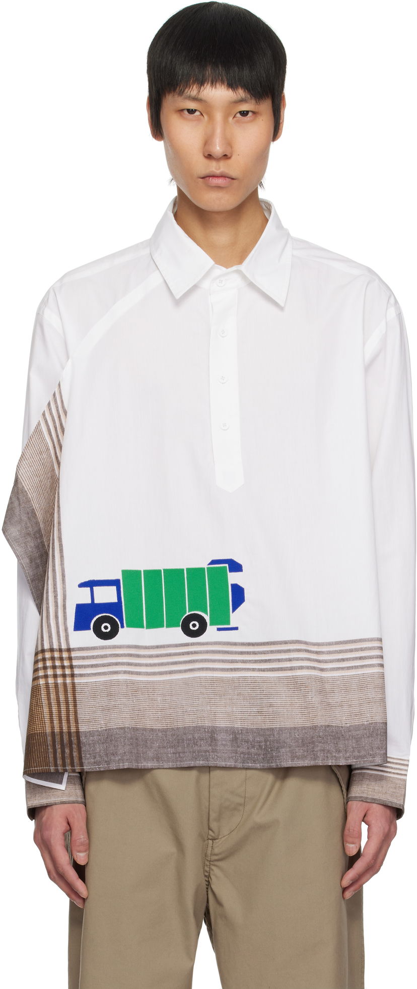 Skjorte Craig Green Craig Green Long Sleeve Handkerchief Shirt Hvid | CGSS25CWOSHI62