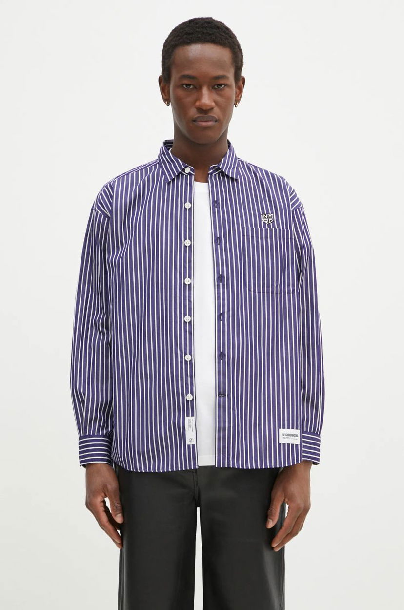 Skjorte Neighborhood NEIGHBORHOOD Striped Regular Fit Shirt Lilla | 242TSNH.SHM03