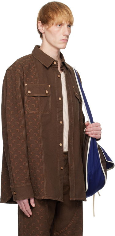 Jakke Marine Serre Marine Serre Moon Jacquard Twill Overshirt Brun | USI030A CWOV0063, 1