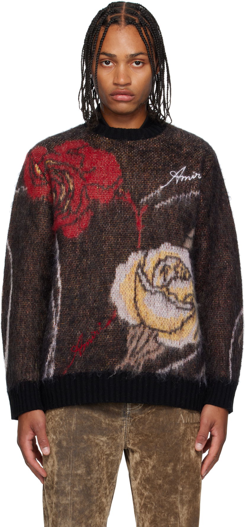 Sweater AMIRI AMIRI Floral Crewneck Sweater Sort | AMKNCW1098