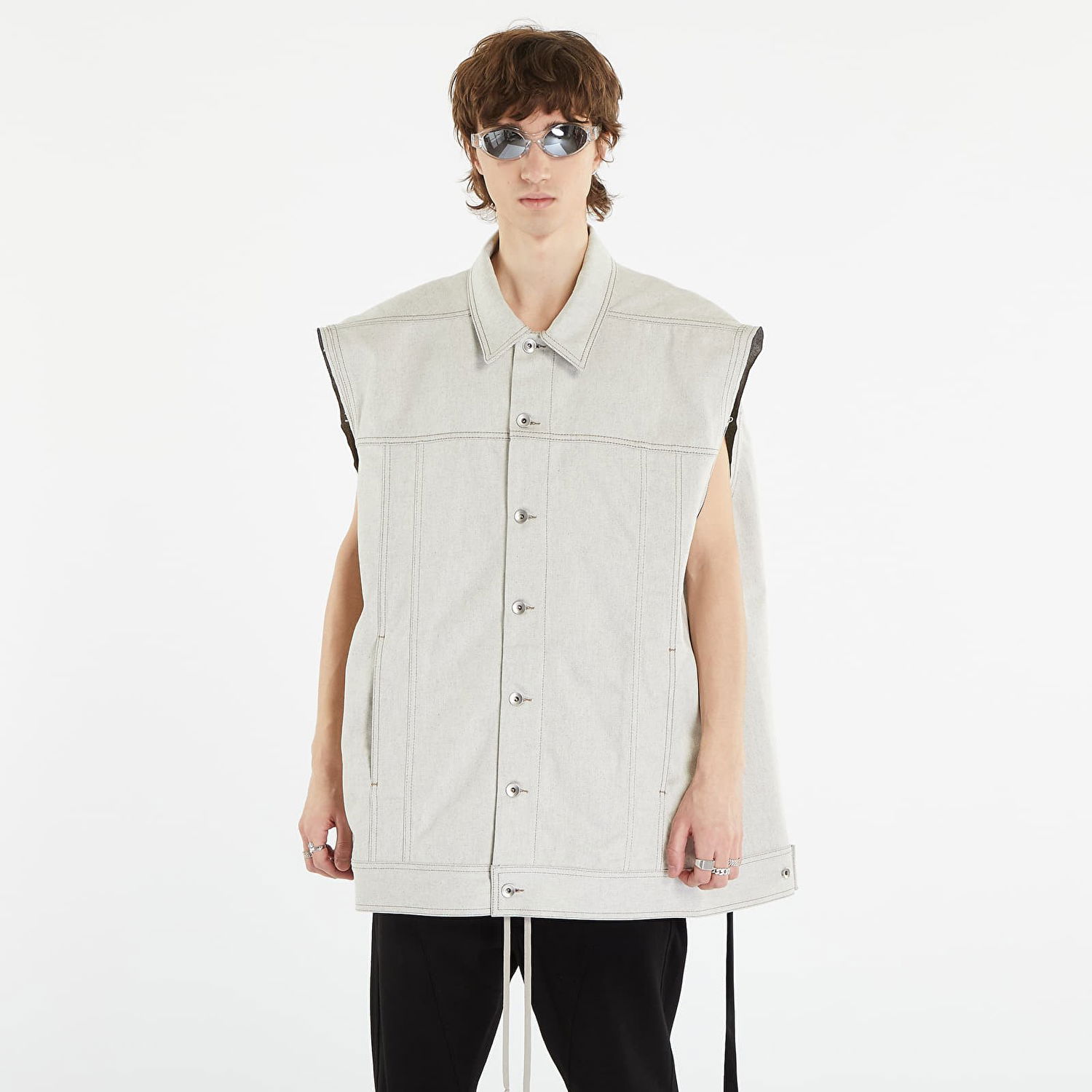 Vest Rick Owens DRKSHDW Jumbo Worker Vest Hvid | DU01C6762 MMD 51, 0