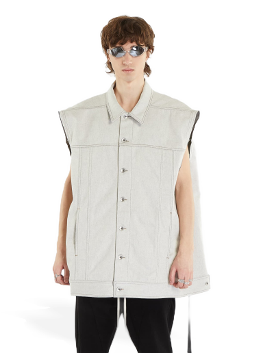 Vest Rick Owens DRKSHDW Jumbo Worker Vest Hvid | DU01C6762 MMD 51