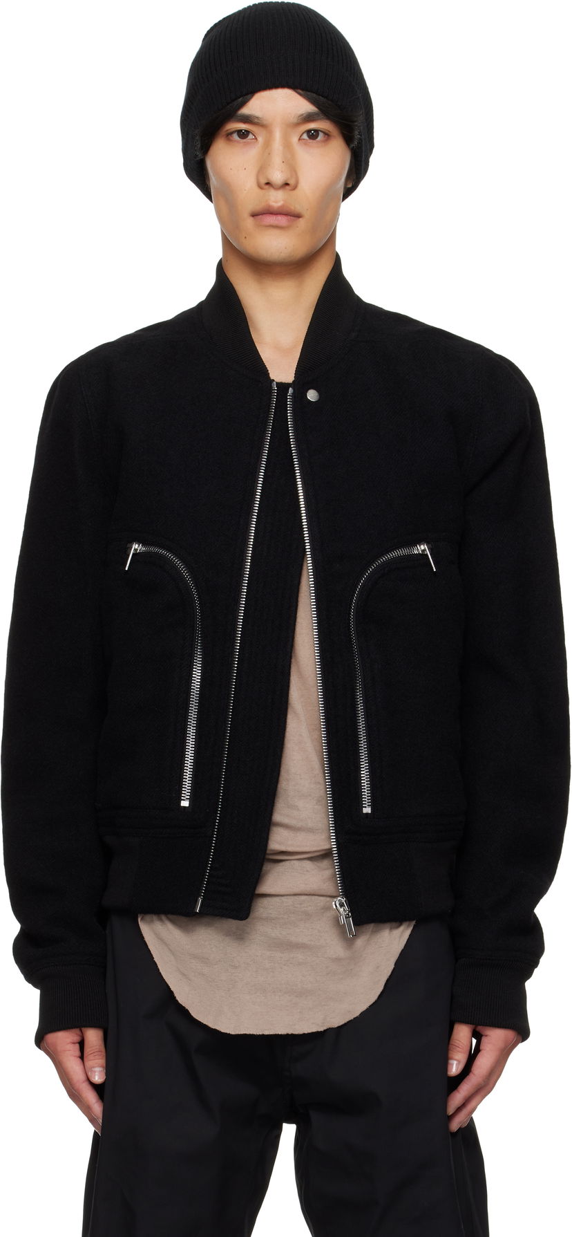 Bomberjakke Rick Owens Rick Owens Bauhaus Flight Jacket Sort | RU02E1749 WBD