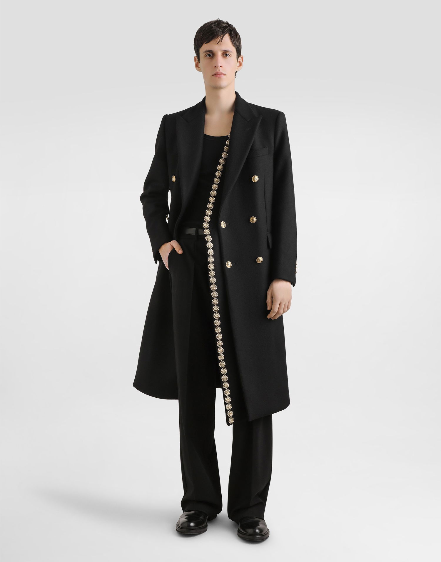 Frakker Dolce & Gabbana Dolce & Gabbana Double-Breasted Embellished Coat Sort | G053AZFU283N0000, 1