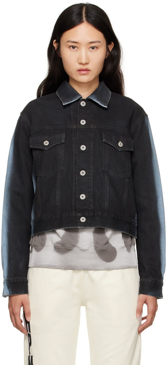 Jakke HERON PRESTON Gradient Regular Denim Jacket Sort | HWYE011S23DEN0031040