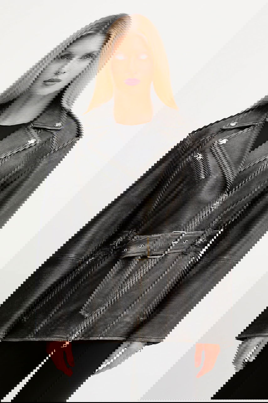 Jakke STAND STUDIO Stand Studio Leona Oversized Leather Jacket Sort | 66547.7830, 0