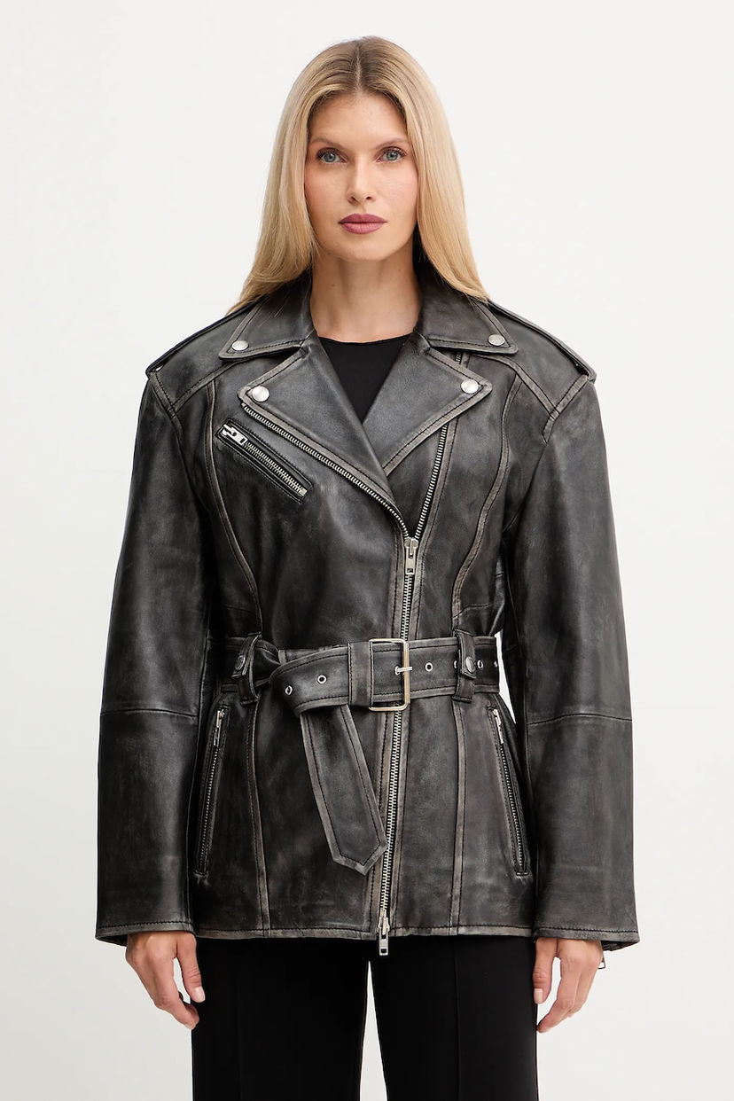 Jakke STAND STUDIO Stand Studio Leona Oversized Leather Jacket Sort | 66547.7830